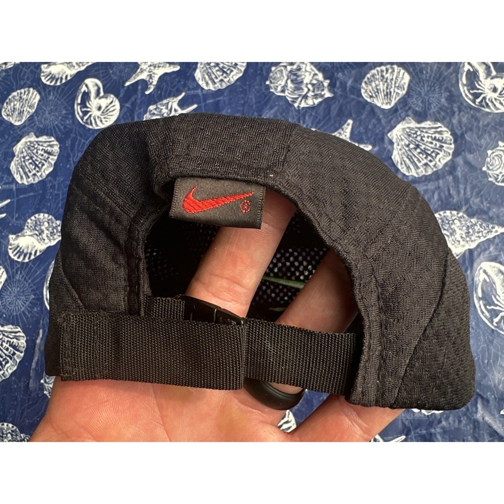 Vintage Y2K Nike Tailwind Hat Black Embroidered Swoosh Mesh 7 Panel Strap Back - Picture 5 of 7
